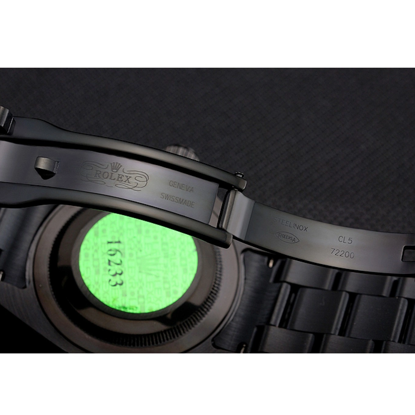 MiroTime 1025 Rolex Bamford Submariner Black Dial Roman Numerals Black Ionized Case And Bracelet